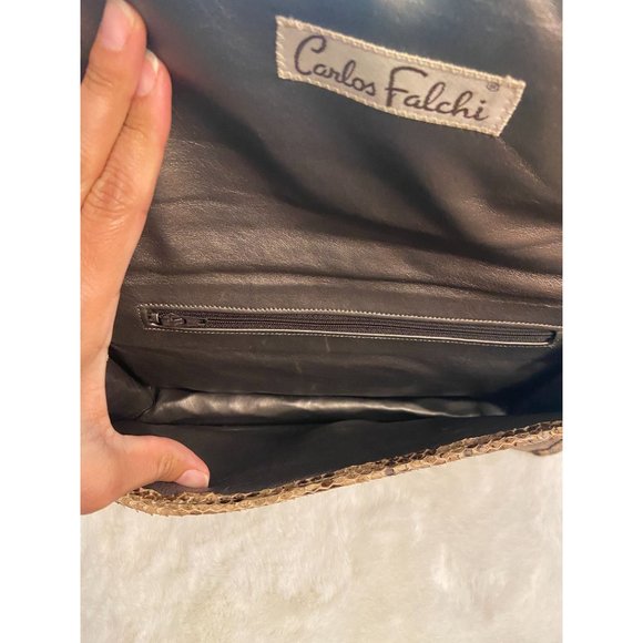 Carlos Falchi Womens Authentic Vintage snake Skin Clutch Purse - Picture 9 of 12